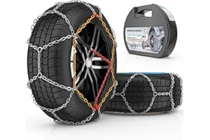 EVERIGGING Snow Tire Chains for Car SUV Pickup Trucks, Universal Adjustable Quick Fit Easy Installation Emergency Snow Tire Chain, KN140, Set of 2