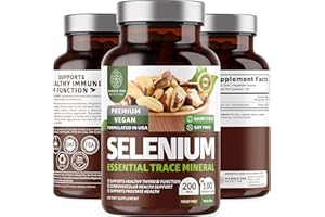 NUMBER ONE NUTRITION N1N Premium Pure Selenium [200MCG, Max Absorption] Essential Trace Mineral to Support Immunity, Heart, Thyroid and Prostate Health, 180 Veg Caps
