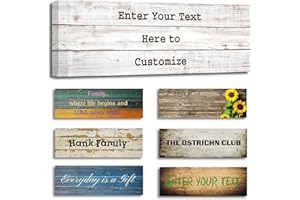 ZXHYWYM Personalized Wall Sign Custom Family Quote Sign Canvas Prints Text on Wooden Background Artwork Home Decor Framed (15