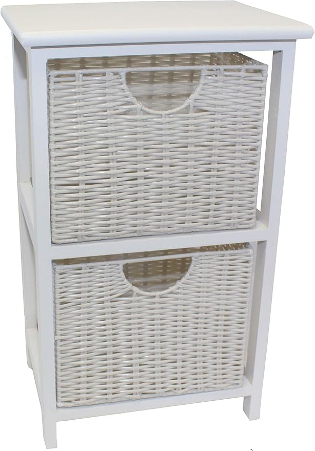 Homeever White Wood 2 Drawer Bathroom Storage Unit Amazon.co.uk Kitchen & Home