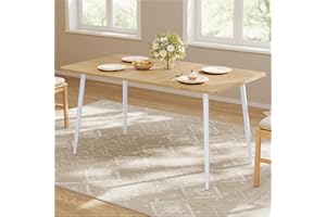 VASAGLE Dining Table, Dining Room Table for 4-6 People, Modern Farmhouse, for Kitchen, Quick Assembly, Heat-Resistant Surface, 29.5 x 55.1 x 29.5 Inches, Golden Oak and Cloud White UKDT100N01V2