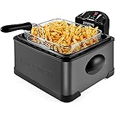 Chefman 4.3 Liter Deep Fryer with Basket for Home Use, XL Jumbo Fry Basket Strainer, Adjustable Temperature & Timer Fish Frye