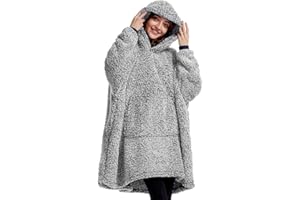 HORIMOTE HOME Cozy Sherpa Wearable Blanket Hoodie for Adults Women Men Kids Gift Idea-Hooded Snuggle Blanket- Oversized Blanket Sweatshirt-Super Warm Light Weight, Black