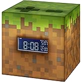 Paladone Licensed Minecraft Grass Block Digital Alarm Clock, Light Up Lamp Plays Official in Game Music, Bedroom Decor for Minecraft Gamers, Tweens and Kids - Minecraft Gift