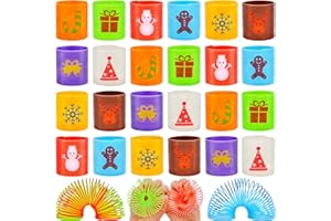 Menzcci 24 Pcs Christmas Mini Coil Springs Toys Magic Spring Toys for Kids Boys Girls Christmas Stocking Stuffers Party Favors Gifts