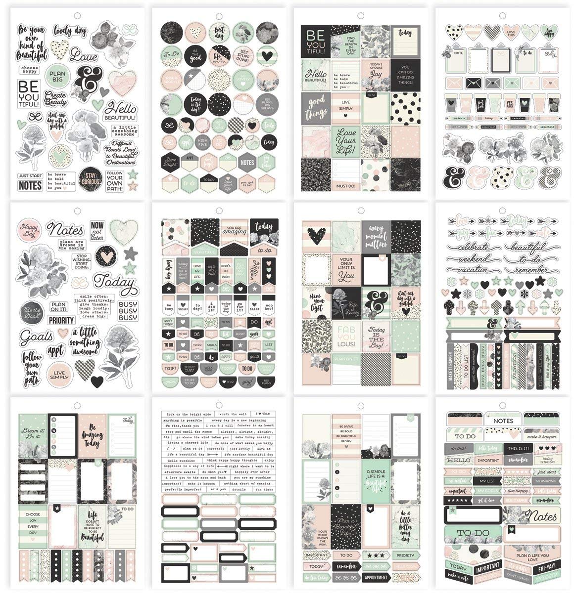 Simple Stories 7953 Carpe Diem Beautiful Stickers, Multi-Colour, Size A5, Pack of 12