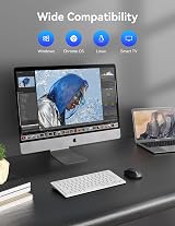 TECKNET 2.4G Wireless Keyboard Small Ultra Slim 14 Hotkeys White view 9