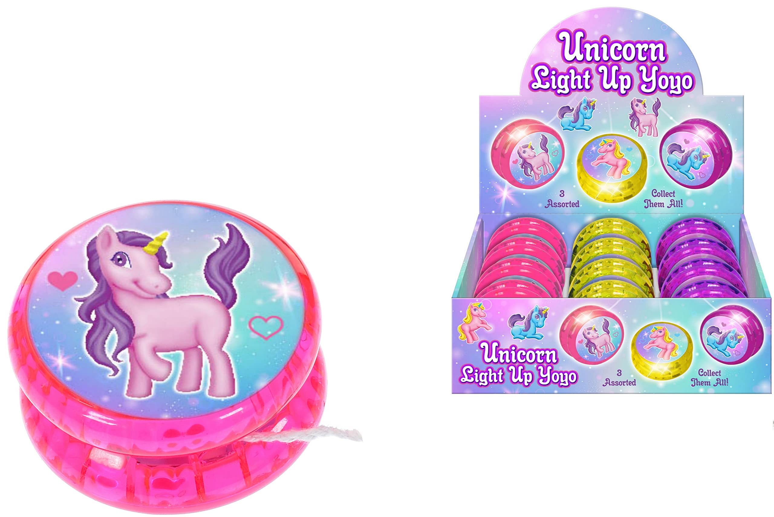 KandyToys Responsive Bright Unicorn Light Up LED Kids Yoyo | Three Colours | Kids Toys | 5.5cm