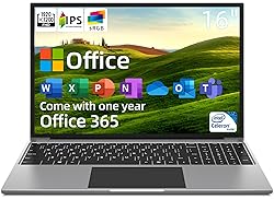 jumper Laptop, 16 Inch FHD IPS 1200p Screen, Quad