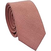 BELLUNO 2.5 inch Skinny Ties for Men, Solid Cotton Linen Neckties