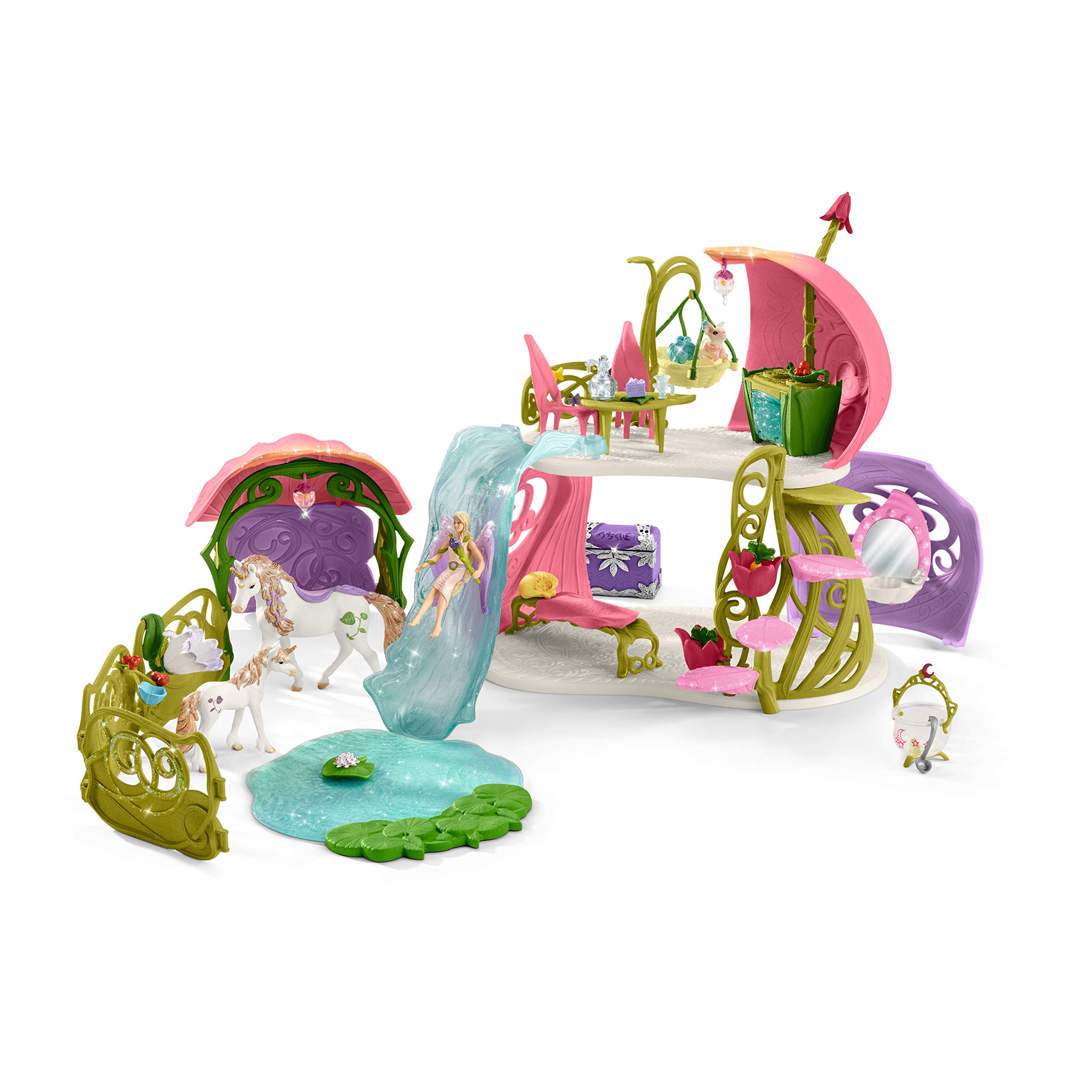 schleich Bayala 42445 Glittering Flower Play House with Unicorns/Lake and Stable