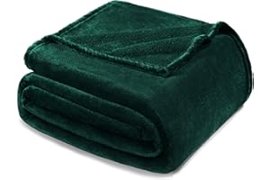 Exclusivo Mezcla Fleece Blanket Queen Size for Bed, Super Soft and Warm, All Season Use, Cozy, Plush, Lightweight, 90x90 Inches, Forest Green