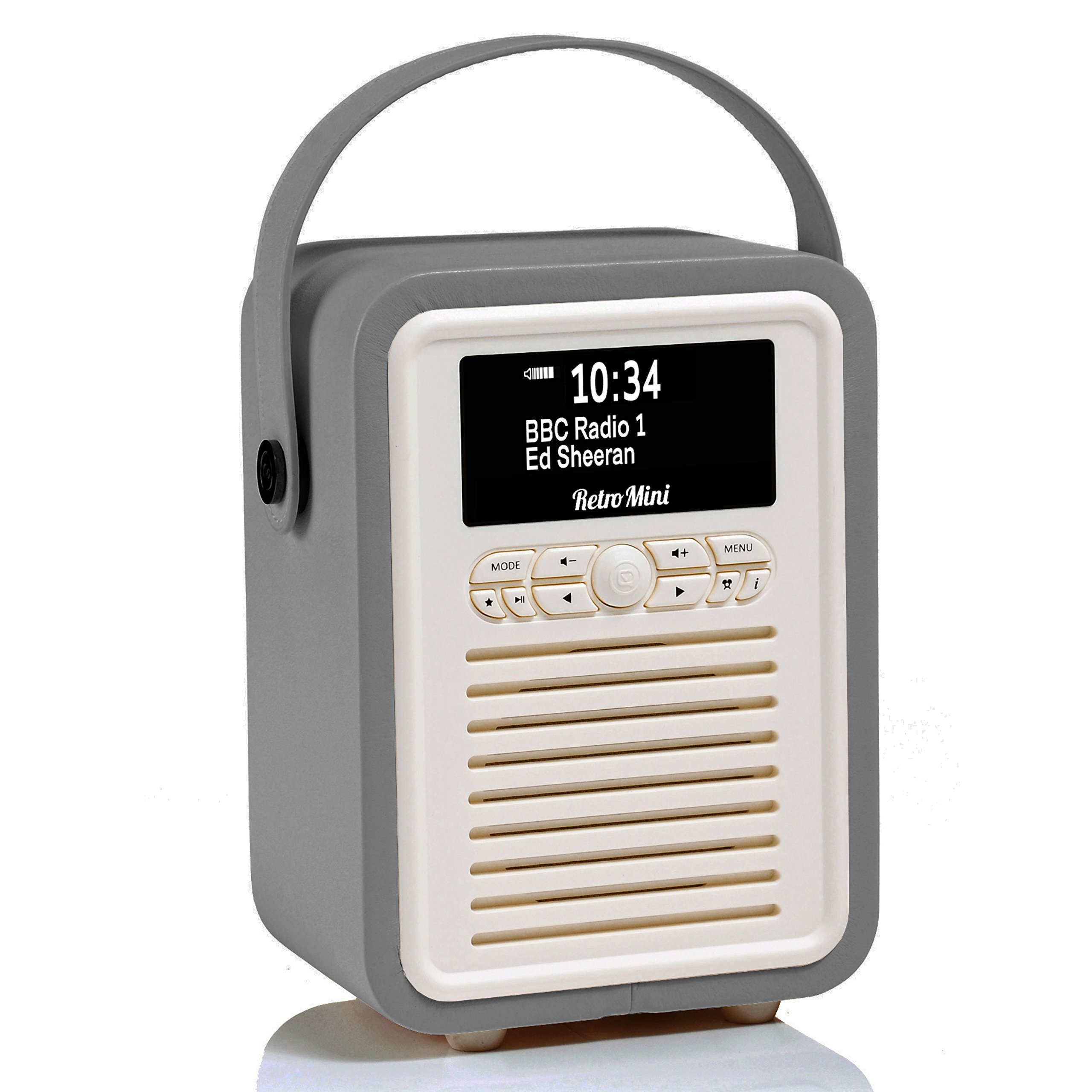 VQ Portable Retro Mini DAB and DAB+ Digital Radio with FM, Bluetooth, Aux, USB, Alarm Clock - Dark Grey