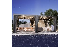 Aoxun Louvered Pergola 12' x 20' Outdoor Aluminum Pergola with Adjustable Top for Decks, Gardens and Backyards, Gray