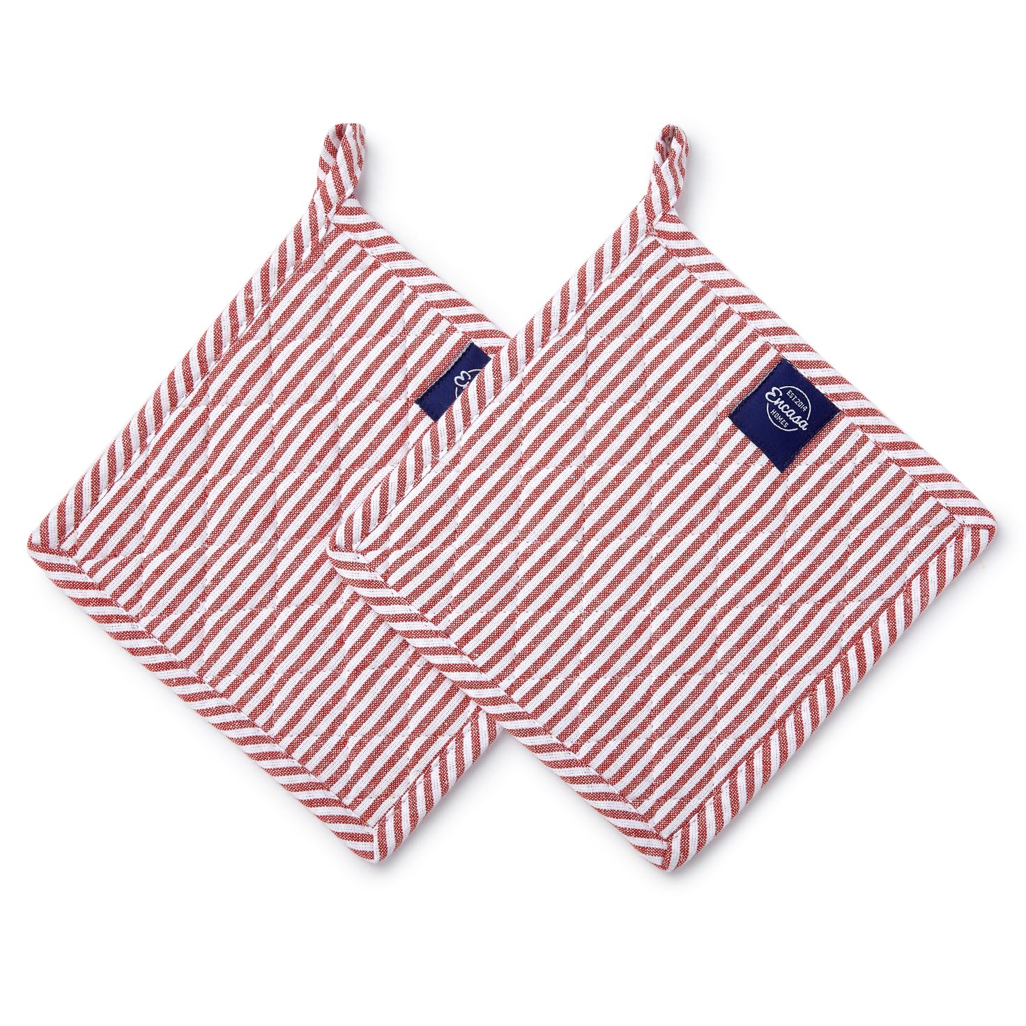Encasa XO 21 cm Oven Microwave Potholders (2 pc Set) for Kitchen Cooking & Baking - Heat Resistant, Thick & Safe, Protection of Hands from Hot Utensils - Ticking Red