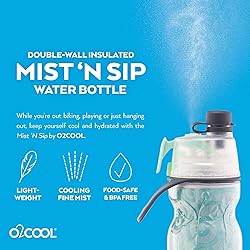 O2COOL Mist 'N Sip Misting Water Bottle 2-in-1 Mist