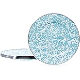 Golden Rabbit Enamelware Dinner Plates, 10.5 inch, Sea Glass, Set of 4