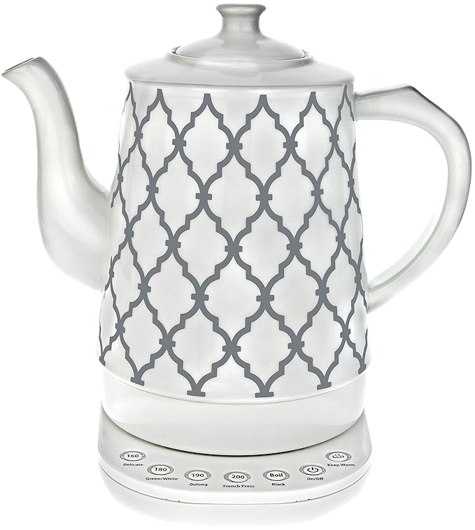 Ceramic Tea Kettle with 5 Temperature Presets 1.6L Electric Precision