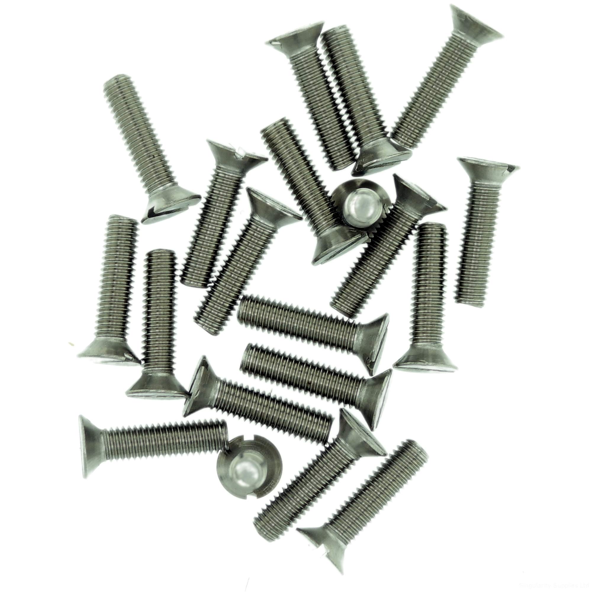 M8 (8mm x 14mm) Slot Countersunk Machine Screw (Bolt) - Stainless Steel (A2) (Pack of 20)