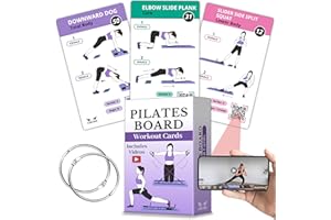 Pilates Board Workout Cards – 67 Exercise Cards with Videos & Workout Plan - Includes 5-Week Challenge, Ebook, Progress Chart
