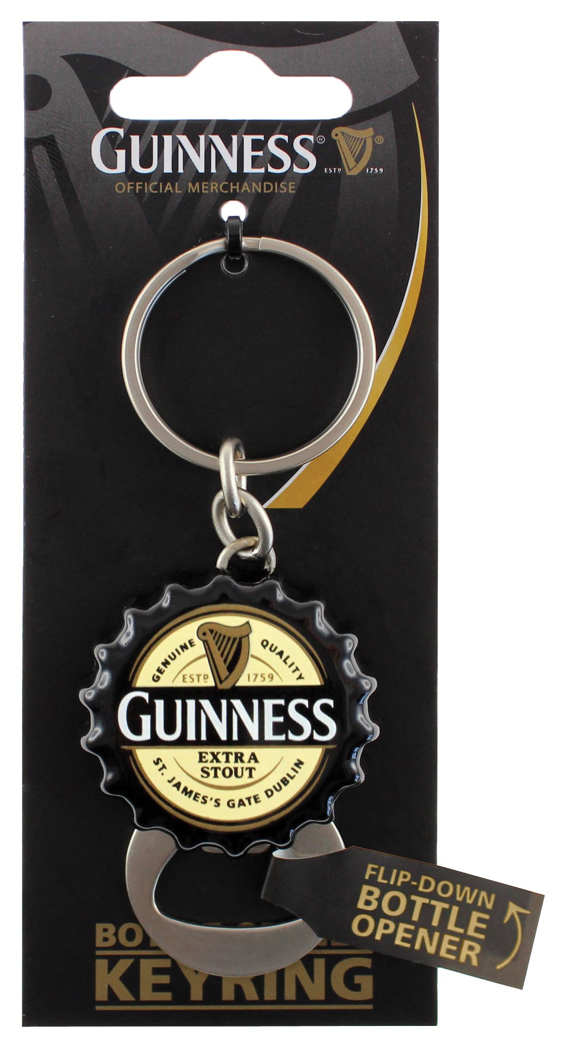 Guinness Flip Down Bottle Opener Keyring