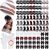 Breathffy 90 Pcs Homeless Care Supplies Bulk Winter Beanie Hats Scarves Touchscreen Gloves Set for Women Men Charity Donation