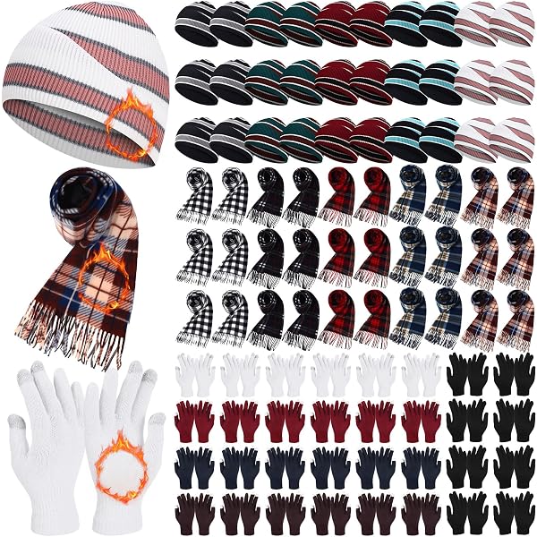 48 PCS Winter Hat Glove Scarf Set for Women Men Unisex Bulk  display picture 3
