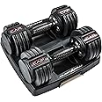CAP Barbell ADJUSTABELL Adjustable Round Dumbbell Weights - Singles & Pairs | 12.5 lb, 25 lb & 55 lb | Multiple Handle Options