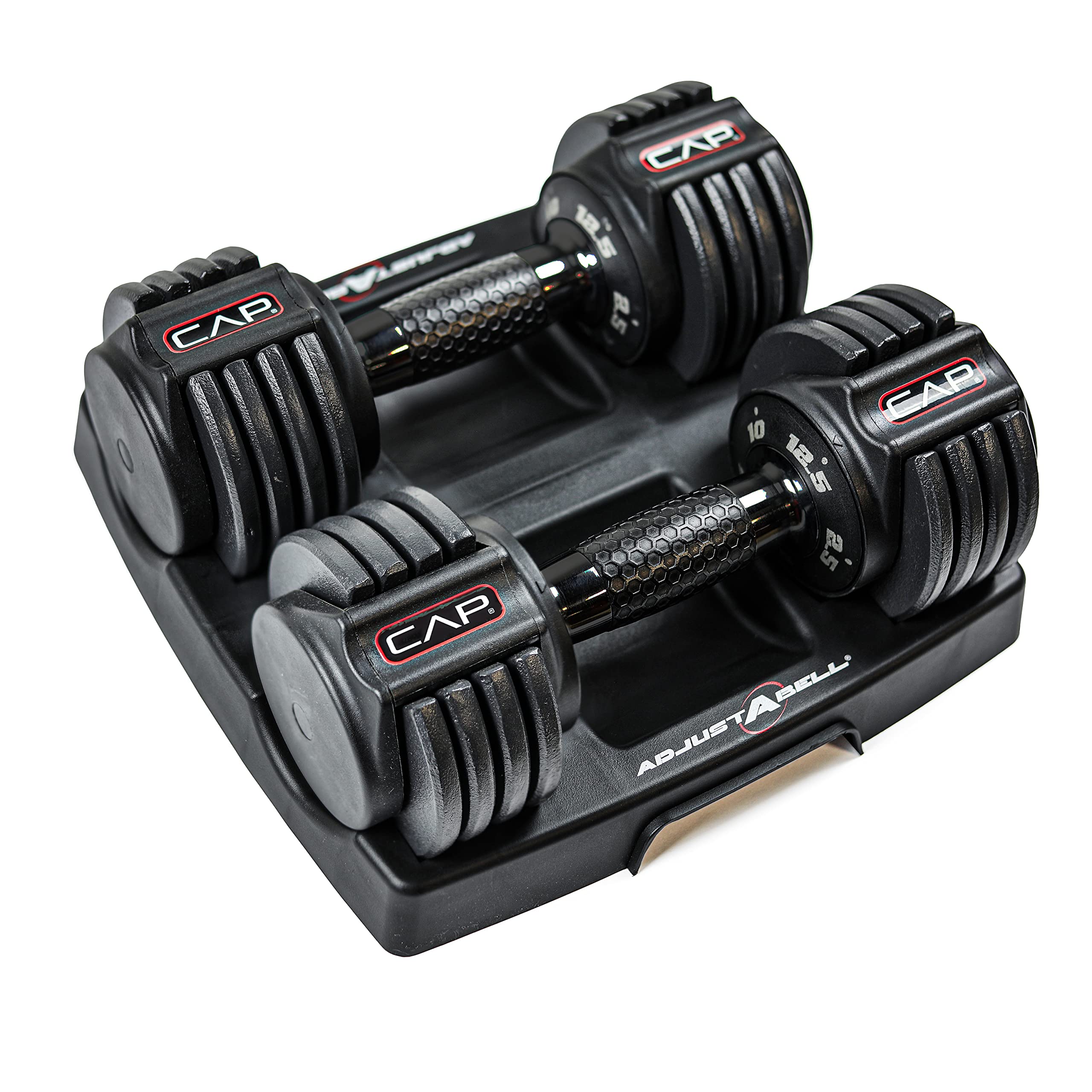 CAP 12.5 lb Pair ADJUSTABELL Adjustable Dumbbell with Contoured Full Rotation Handle, Honeycomb Design, Black Image