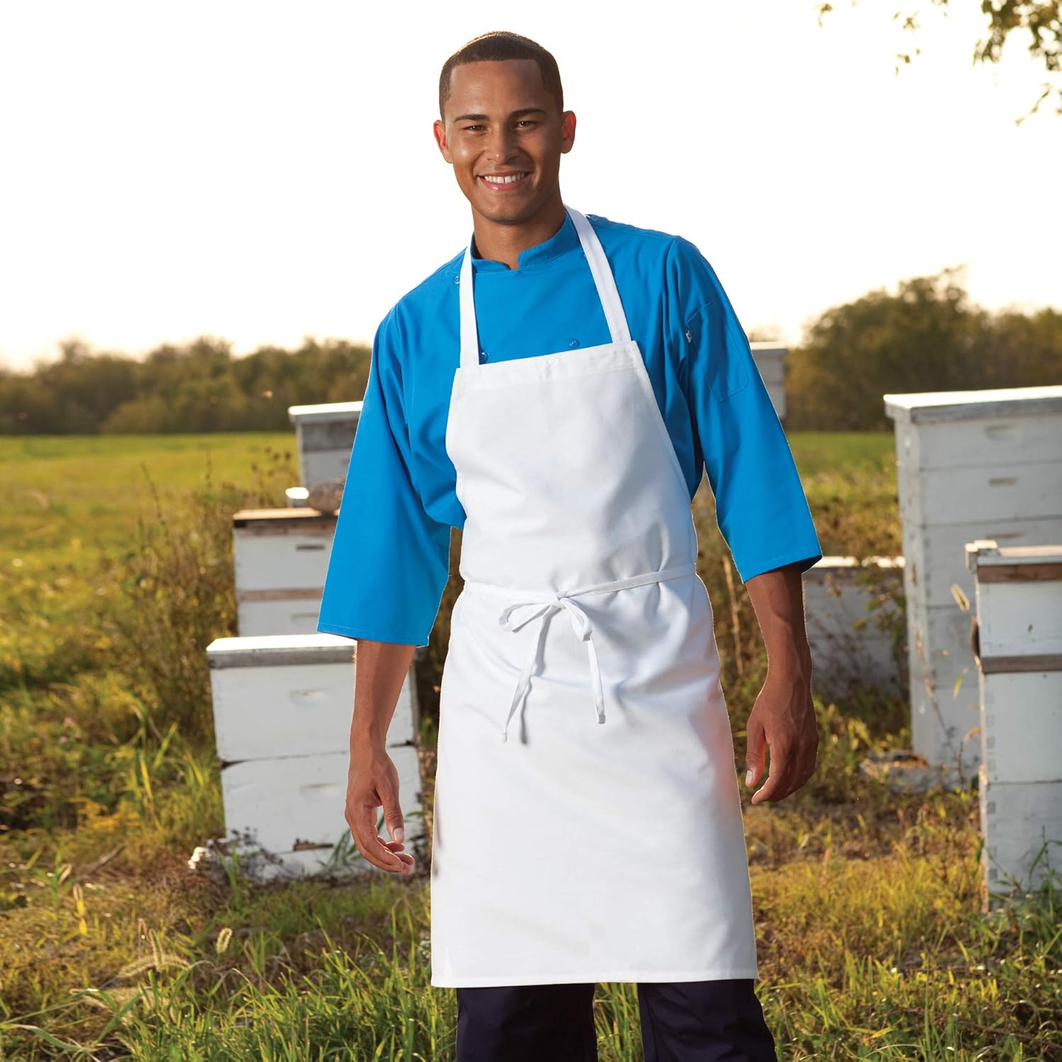 Uncommon Threads mens Restaurant Bib Apron, White, One Size US: Clothing