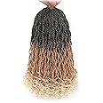 Leeven 12 Inch Senegalese Twist Crochet Hair 8 Packs Ombre Blonde Shrot Pre Looped Wavy Crochet Braids with Curly Ends 3 Tone Hanava Twist Synthetic Braiding Hair for Women Girl Kids #1B/27/613