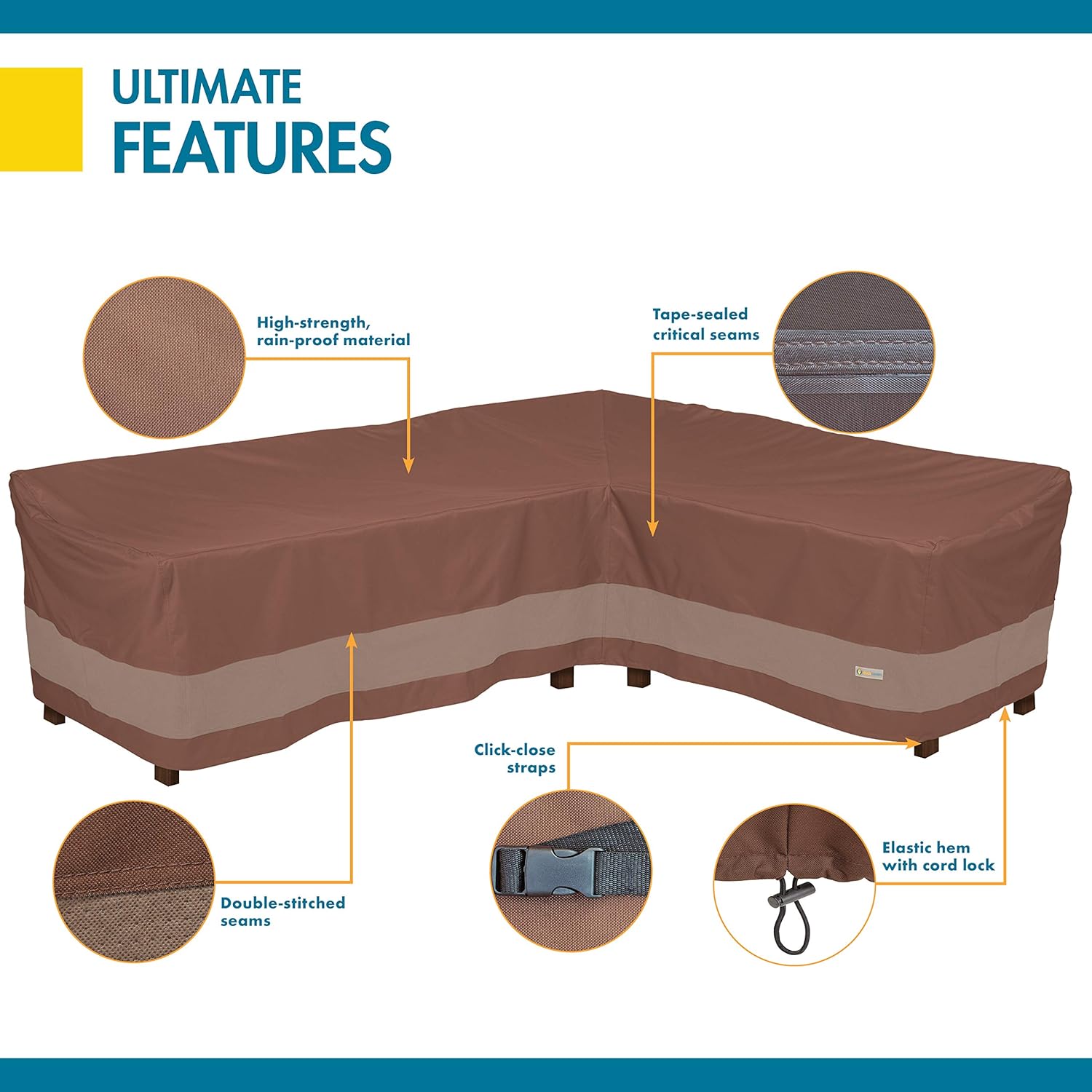 Duck Covers Ultimate Waterproof 104 Inch Patio Right-Facing Sectional Lounge Set Cover : Garden & Outdoor