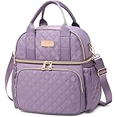 AIJIEKE Lunch Bag for Men Women, Dual Compartment Lunch Box Insulated Lunch Bags, Large Adult Double Deck Leak Proof Lunch Tote Cooler with Adjustable Shoulder Strap for Work Picnic, Light Purple