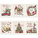 Cunhill 6 Pcs Swedish Kitchen Dish Cloths Kitchen Towels Reusable Sponge Cleaning Cloths Wipes Absorbent Dish Cloth Quick Drying Washable Decorative Tea Towels No Odor Bar Hand Towel (Cardinal Bird)