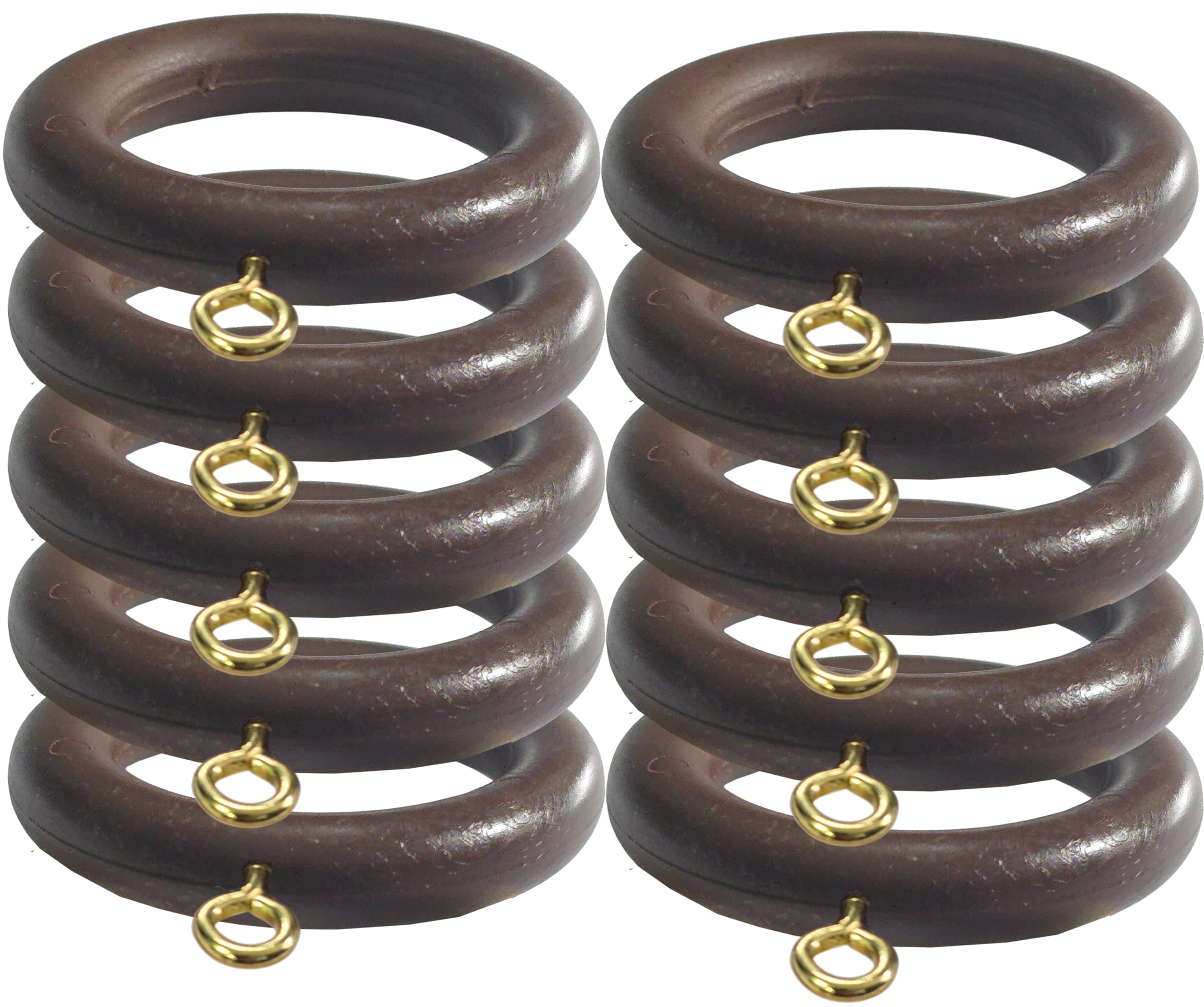 28mm x 45mm Walnut Curtain Rings Drapery Pole Rod Rings Curtain Loops Gliders with Eye for 22mm Pole Made of Nylon (Pack of 10) — image 1
