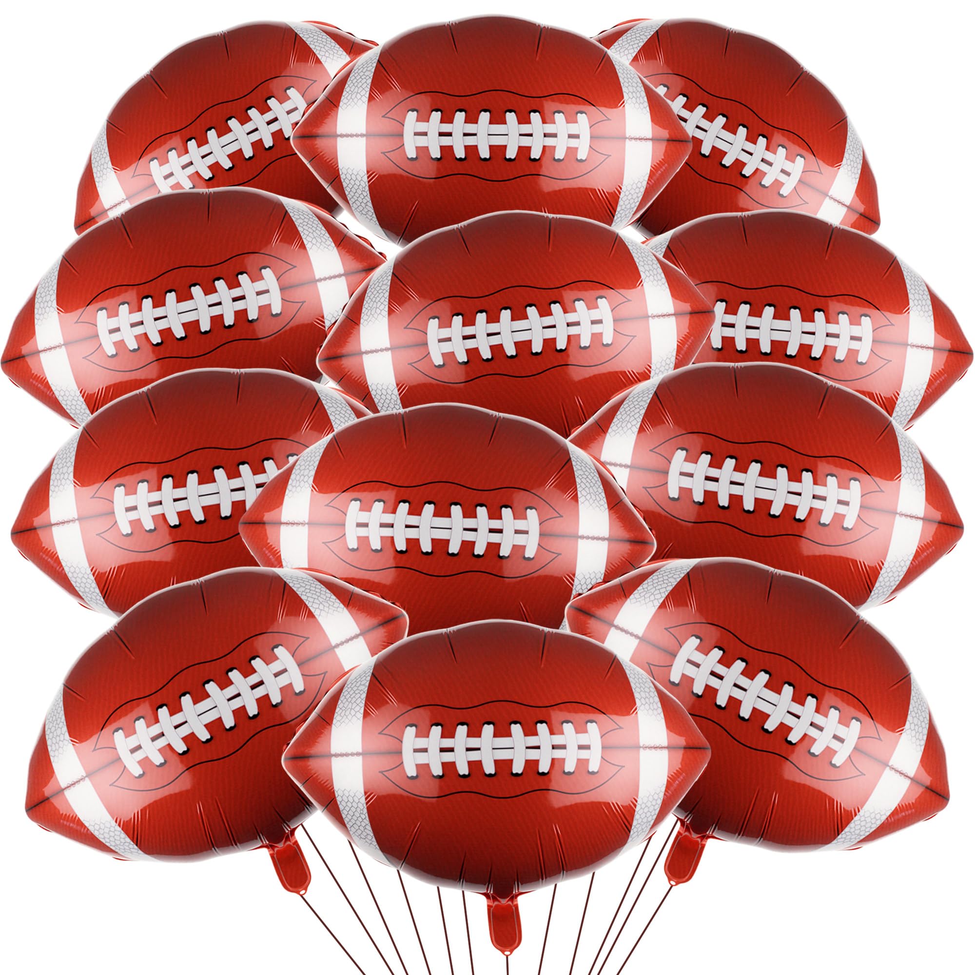 Photo 1 of 12 PCS Football Shaped Foil Balloons, 20 Inch Football Birthday Party Decorations, Sports Theme Party Supplies, Aluminum Foil Balloons For Game Day Tailgate Sport Graduation