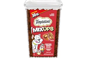 Temptations MixUps Crunchy and Soft Cat Treats, Cookout Flavor, 30 oz | Chicken, liver & beef flavors, under 2 calories per treat, 100% complete & balanced for adult cats, resealable stay-fresh tub