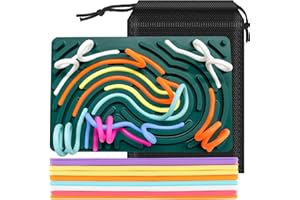 CERT LEIDIS Sensory Activity Board, Silicone Sensory Fidget Toy for Kids, ADHD & Autism, Calming for Anxiety, Silent, No Mess, Sensory Toys for Kids 3+ & Adults with 20 Strings Green