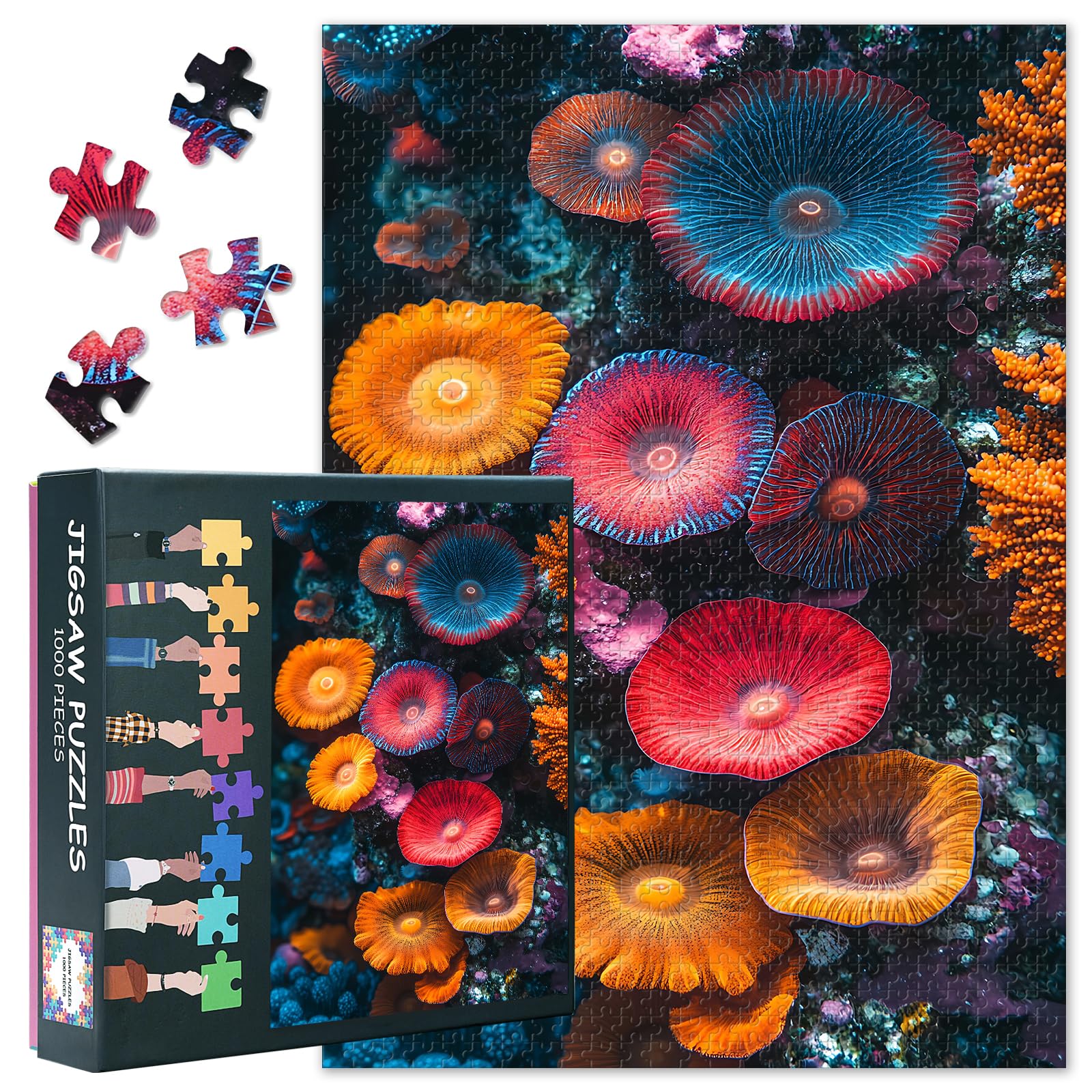 Jigsaw Puzzle 1000 Pieces for Adults, Coral Formations 1000 Piece Jigsaw Puzzles, Colorful Underwater Flora Adult Puzzles, Challenge Educational Puzzle Finished Size 50x70cm