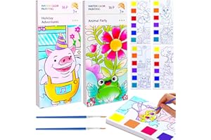 BAOXUE 2Pack Water Color Paint Sets for Kids, Pocket Watercolor Painting Book, Paint With Water Books for Toddlers, Art Craft Set for Drawing with Brush