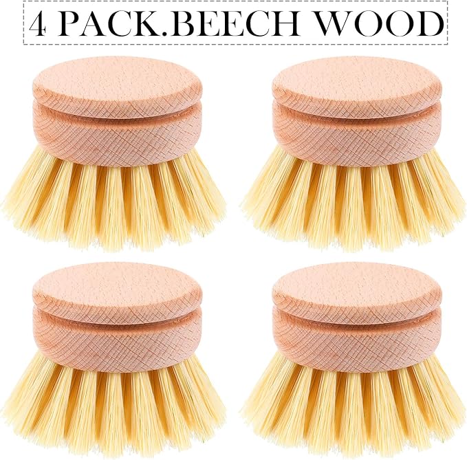 4 Pieces Replacement Brush Head Replacement Brush Refill Beechwood
