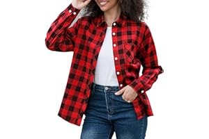 SANGTREE Womens and Girls Long Sleeve Flannel Shirt Casual Button Down Plaid Shirts, 3 Months - Adult 2XL