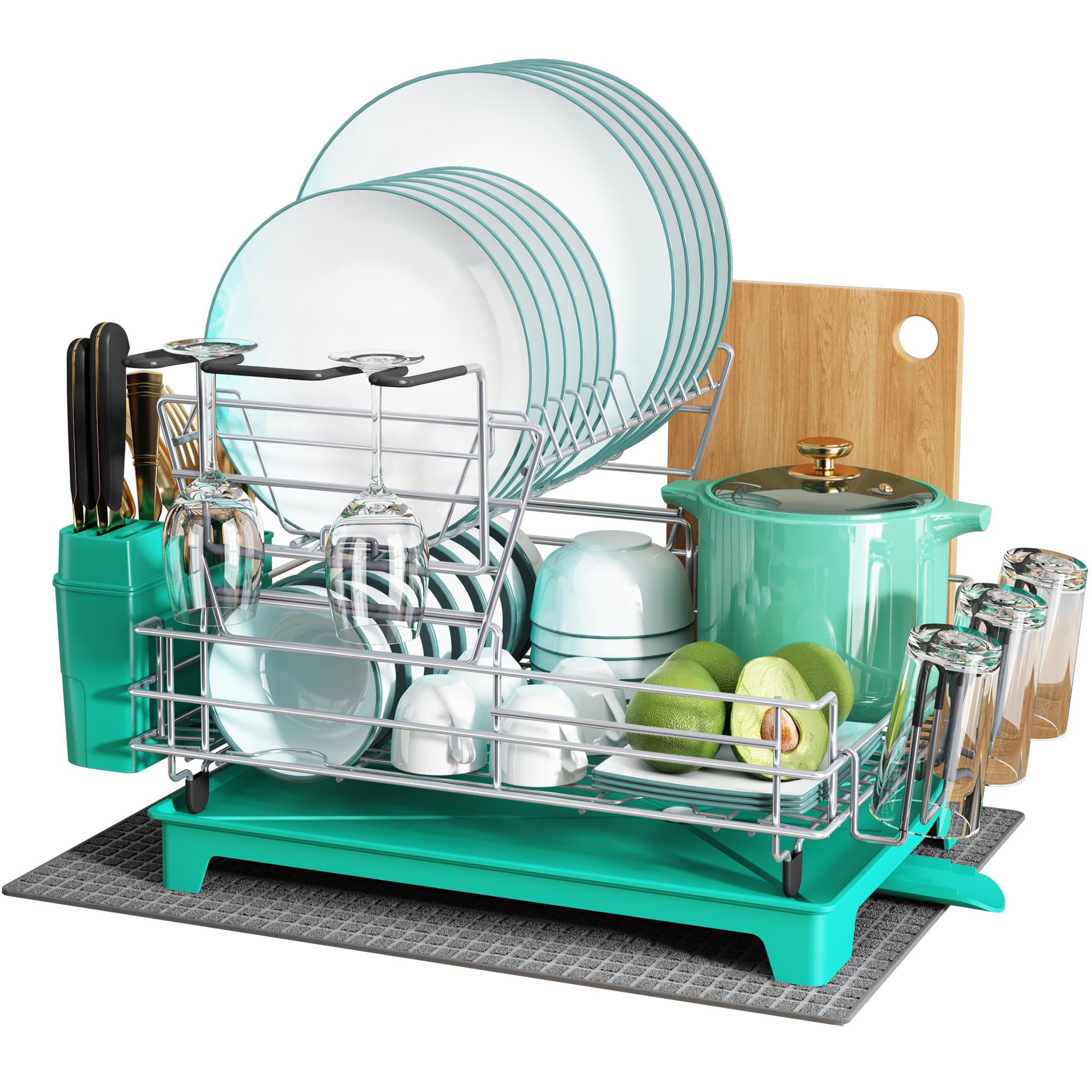 MAJALiS 2 Tier Turquoise Large Stainless Steel Dish Drainers Drying ...