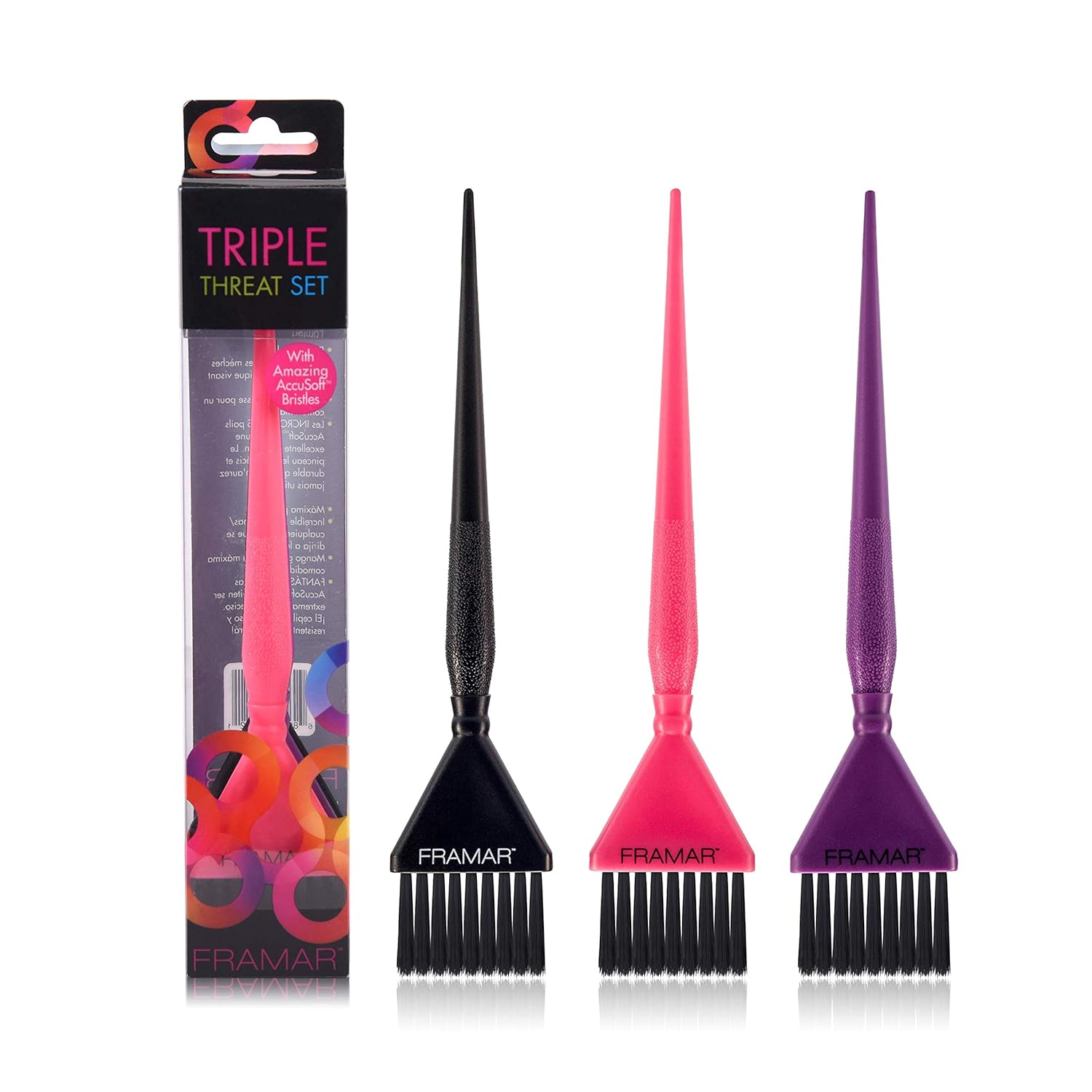 Framar Triple Threat Set Hair Color Brush Set - Hair Coloring Brush, Hair Dye Brush - 3 Pack : Beauty