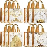 Yssreey Eid Mubarak Reusable Gift Bags 12pcs Ramadan Goodie Bags with Handles Non Woven Treat Bags for Ramadan Kareem Eid Mubarak Party Supplies