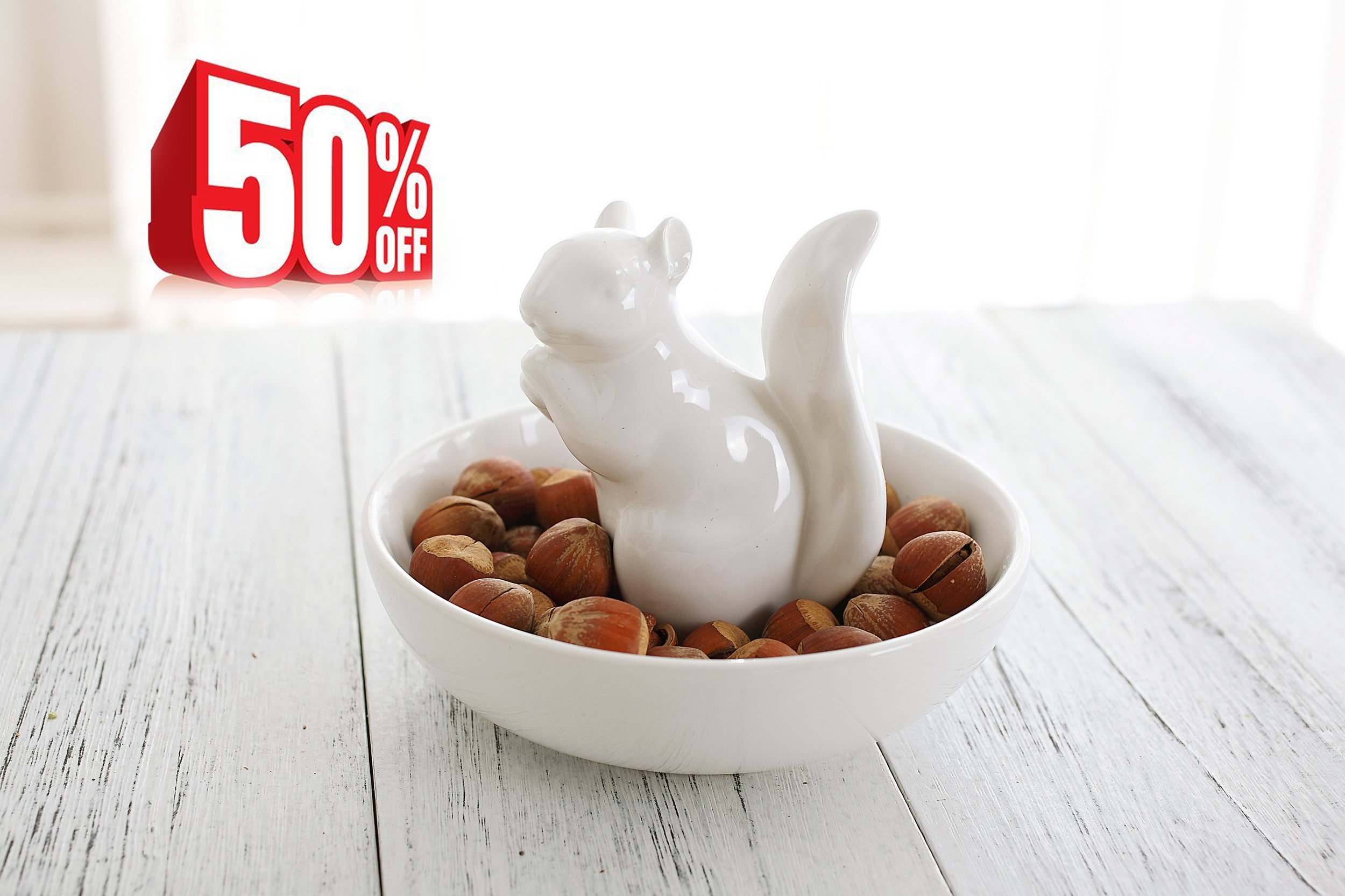 LA JOLIE MUSE Nut Bowl Snack Dish Ceramic Squirrel Candy Kitchen
