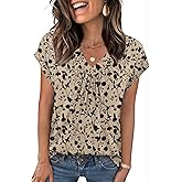 Zeagoo Womens Tops Short Sleeve V Neck Shirts Summer Dressy Casual Business Clothes Work Blouses Fashion Clothing Outfits