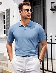 COOFANDY Mens Knit Polo Shirts V Neck Short Sleeve