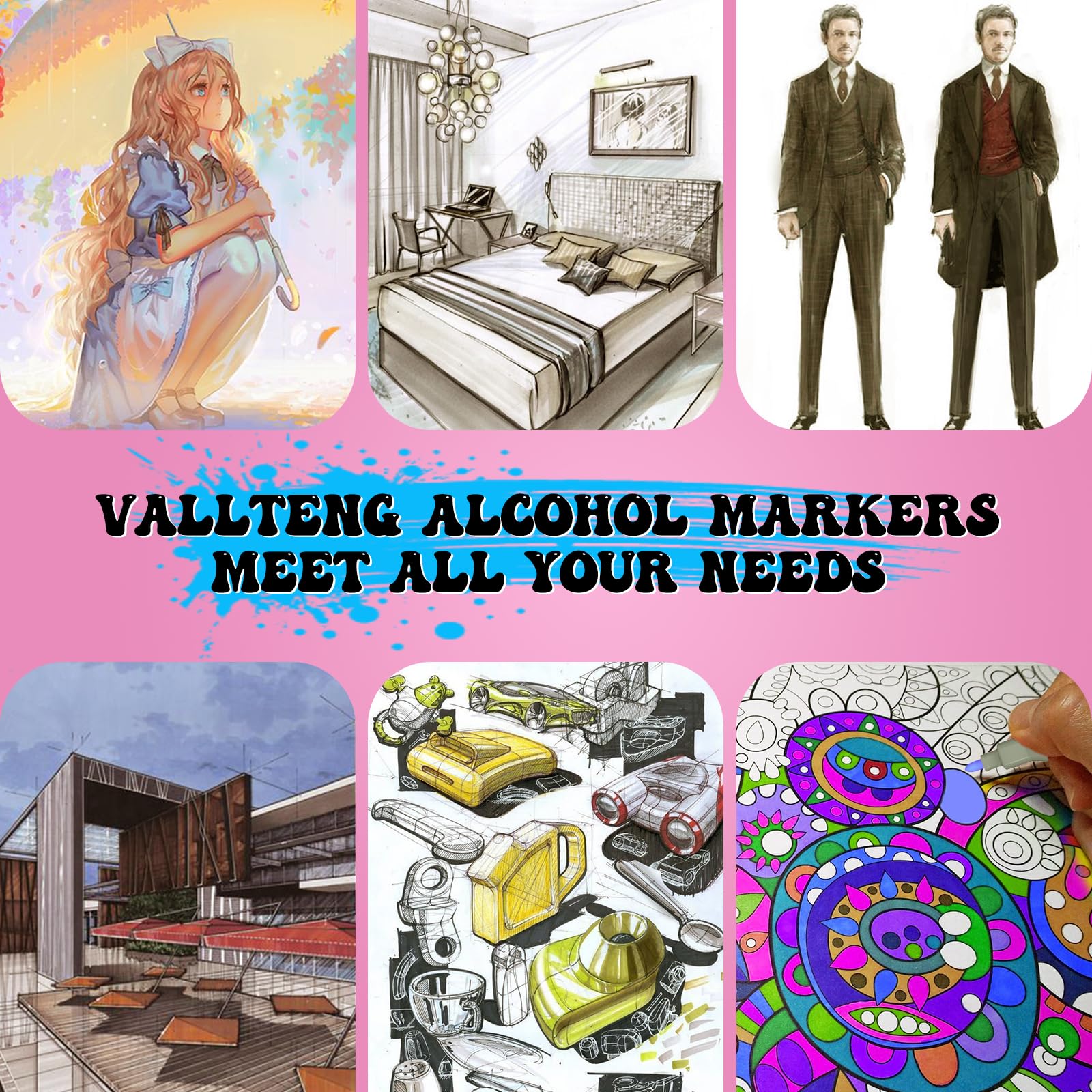 120-Colors Alcohol Based markers, Alcohol Markers Set, Dual Tip Alcohol Sketching Drawing Markers Animation for Adults Kids