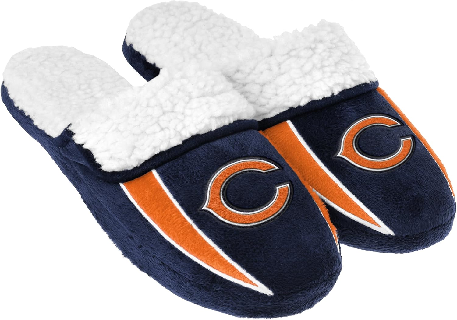 FOCO NFL mens Team Logo Sherpa Slippers : Clothing